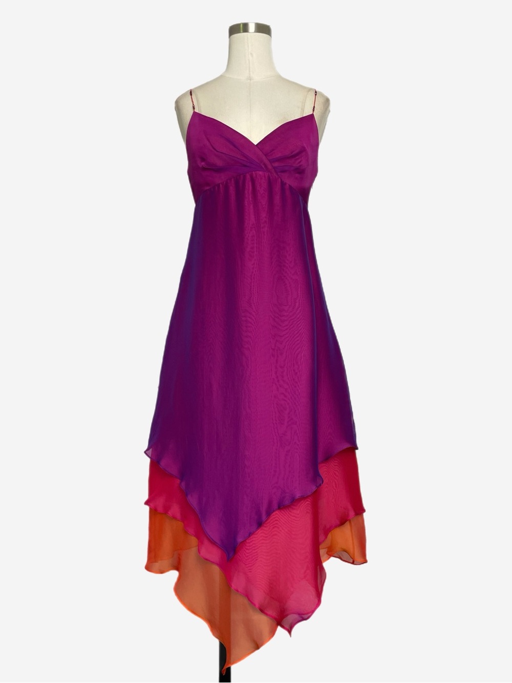 Vintage Y2K Phoebe Purple silk blend layered asymmetric beaded dress fairy S/M